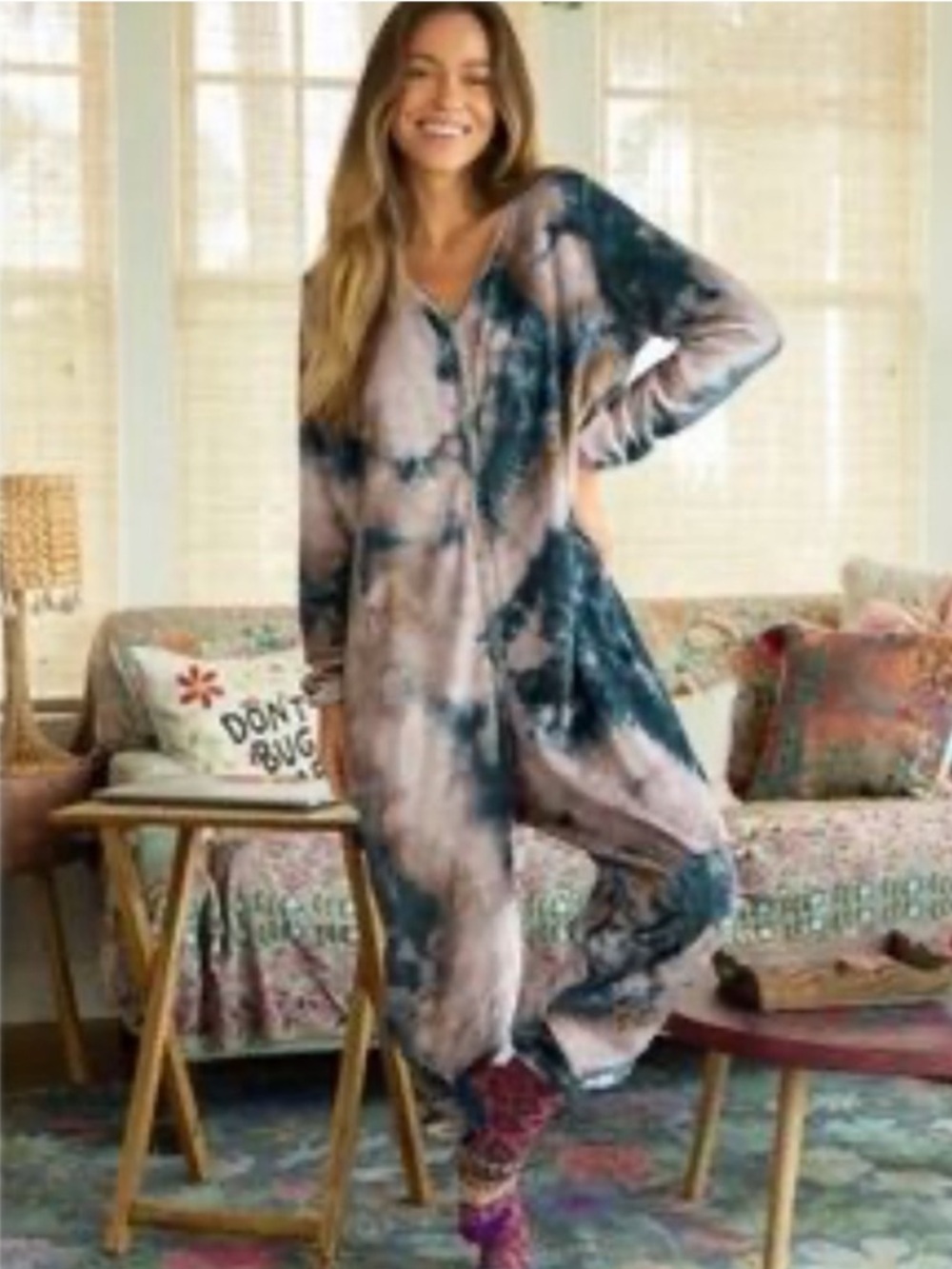 Natural Life Tie Dye Fleece Onesie Pajamas XS
